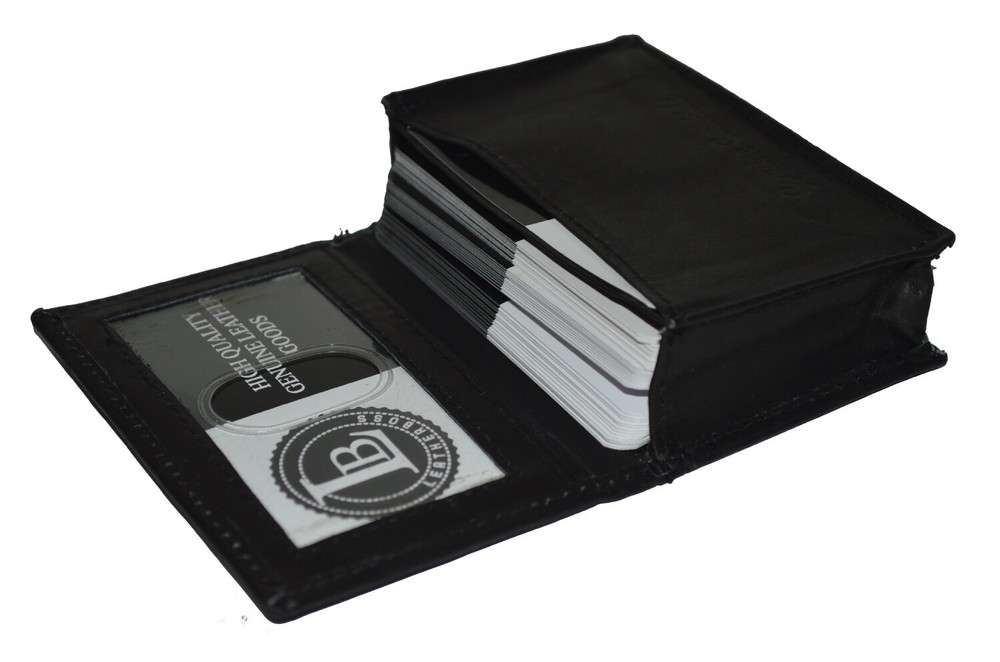 Leatherboss Leather Card Case Front Pocket Wallet ID Window Slim Thin Mini