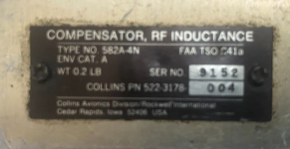 Rockwell Int. 582A-4N Compensator RF inductance