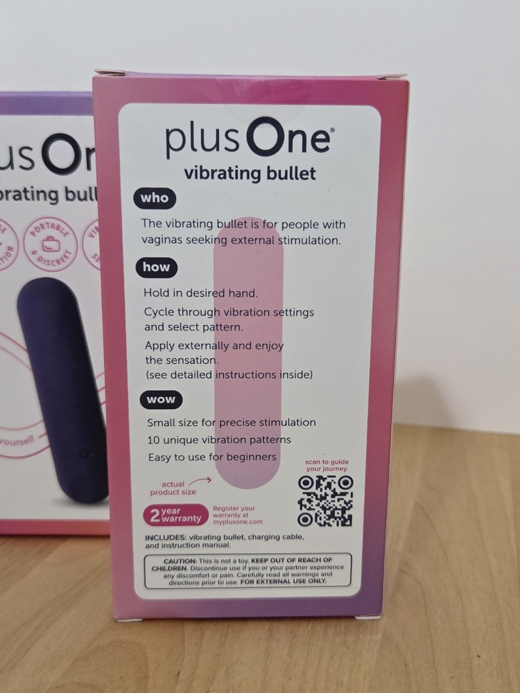 plusOne Vibrating Bullet Soft Touch Massager, 10 Vibration Settings, Waterproof