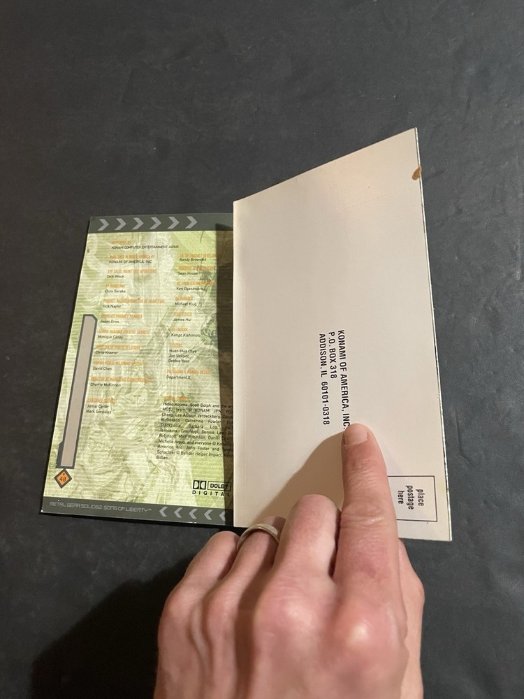 metal gear solid 2 ps2 manual only