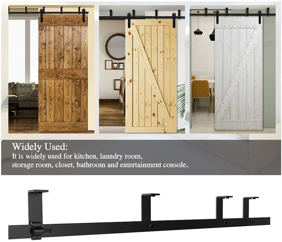 CCJH 4-16FTCeiling Bracket Mount Sliding Barn Door Hardware Track Kit Heavy Duty