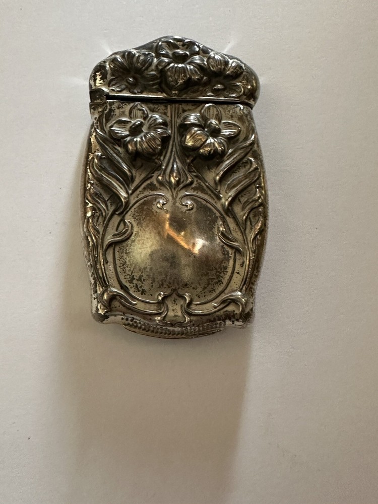 Antique Sterling Silver Repousse Match Safe Vesta !!