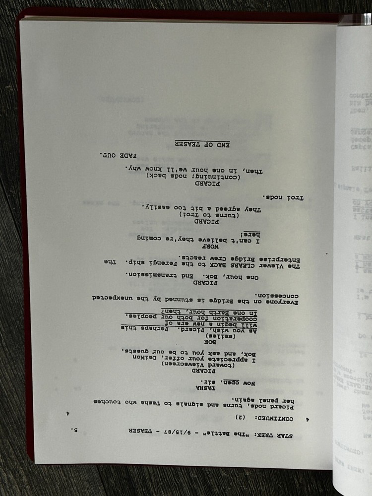 STAR TREK Script The Next Generation The Battle Revised Final Draft Sept 15 1987