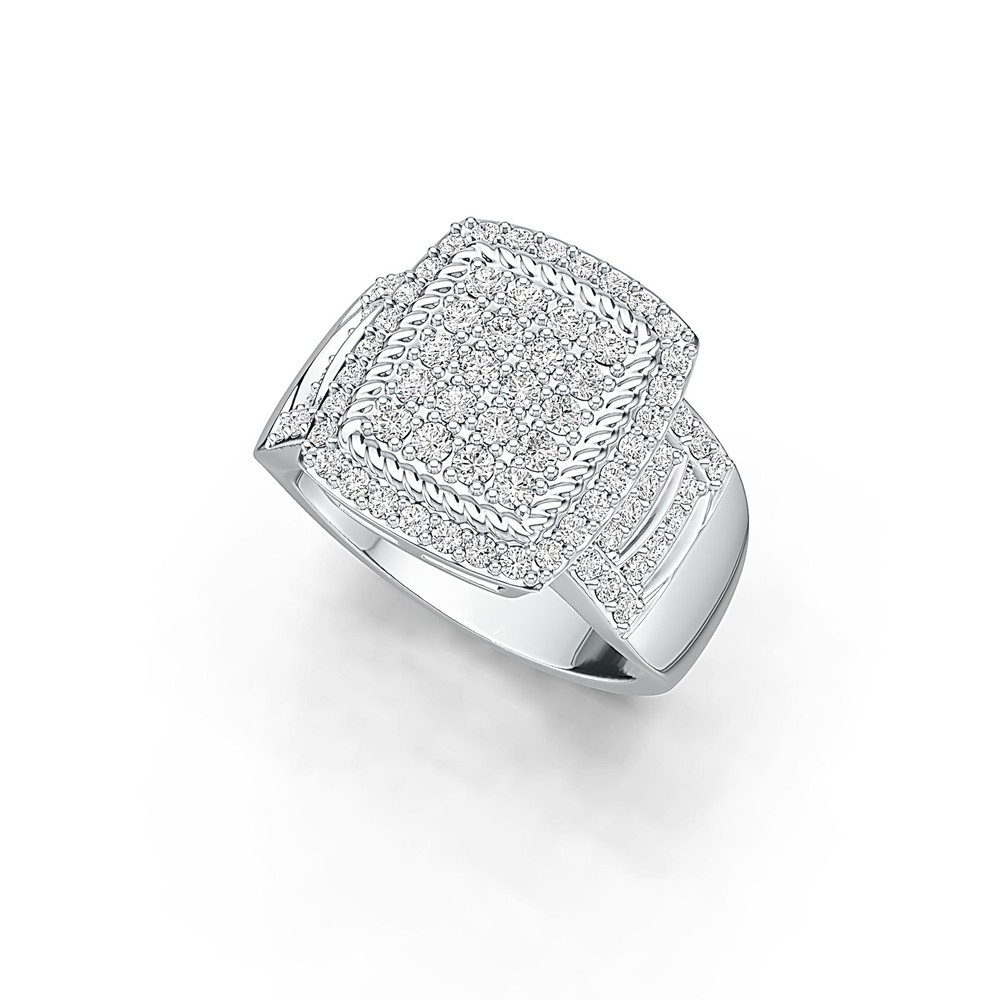 Sterling Silver Ring Square-Shaped with White Topaz or Moissanite