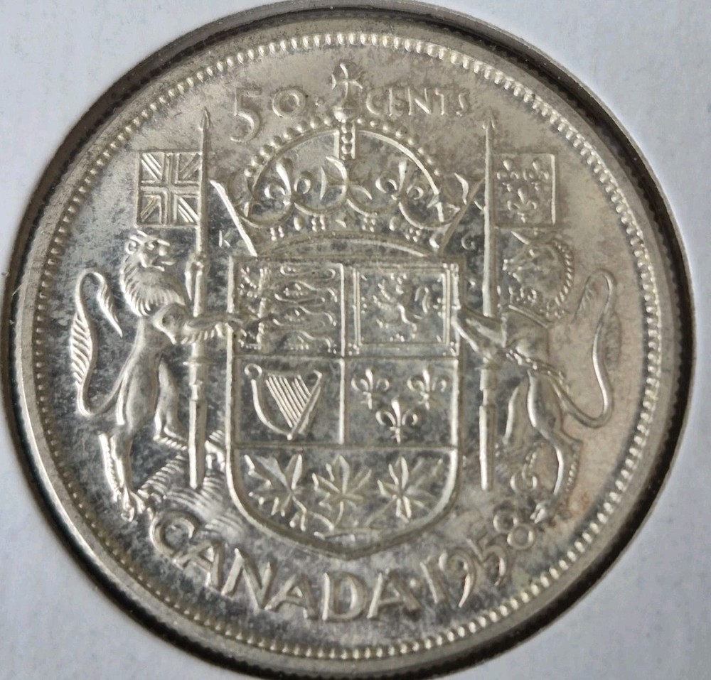1958 Canada 50 Cents, Mint, 80% Silver