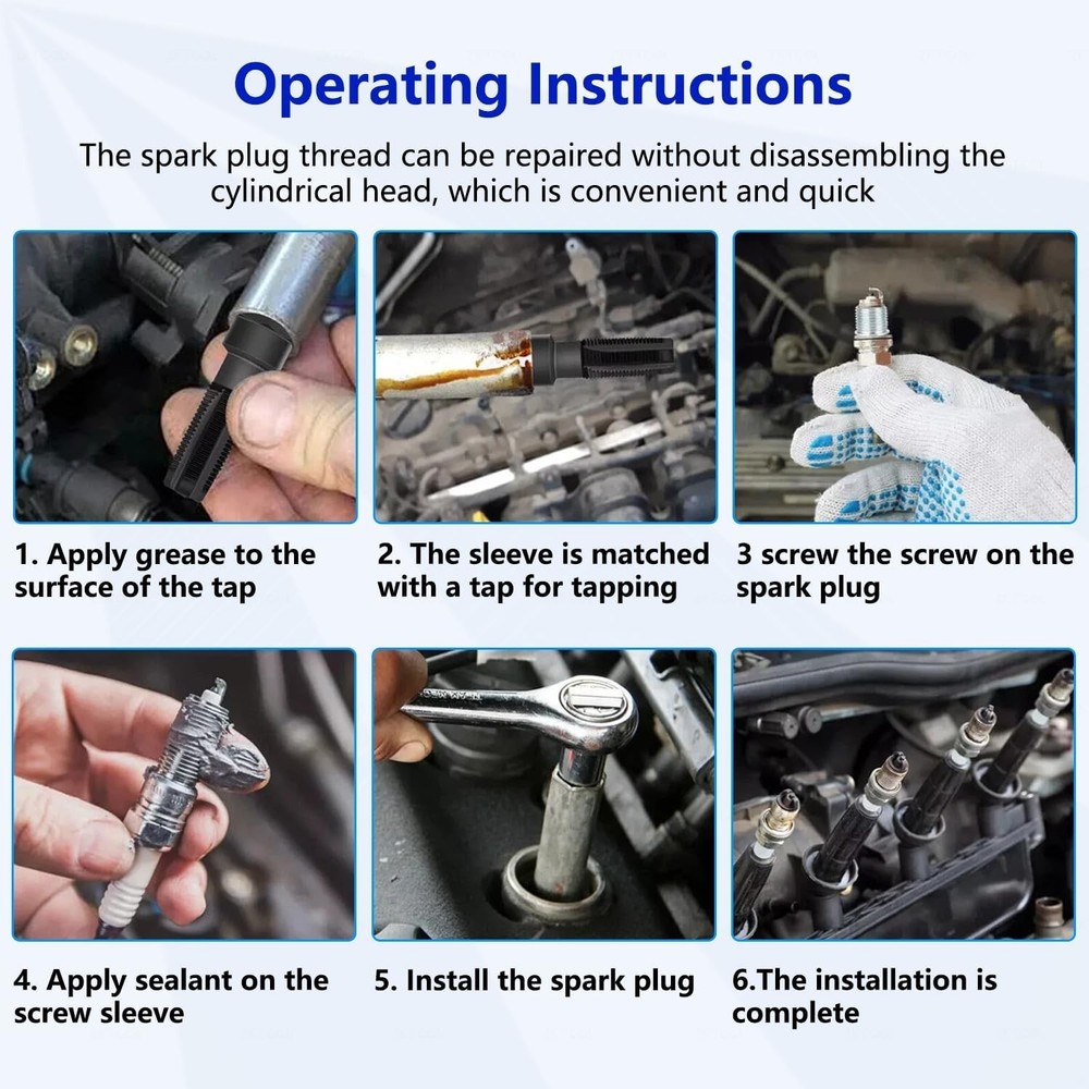 Spark Plug Thread Repair Kit FOR M14x1.25 Cylinder Head Rethread Tool Insert Kit