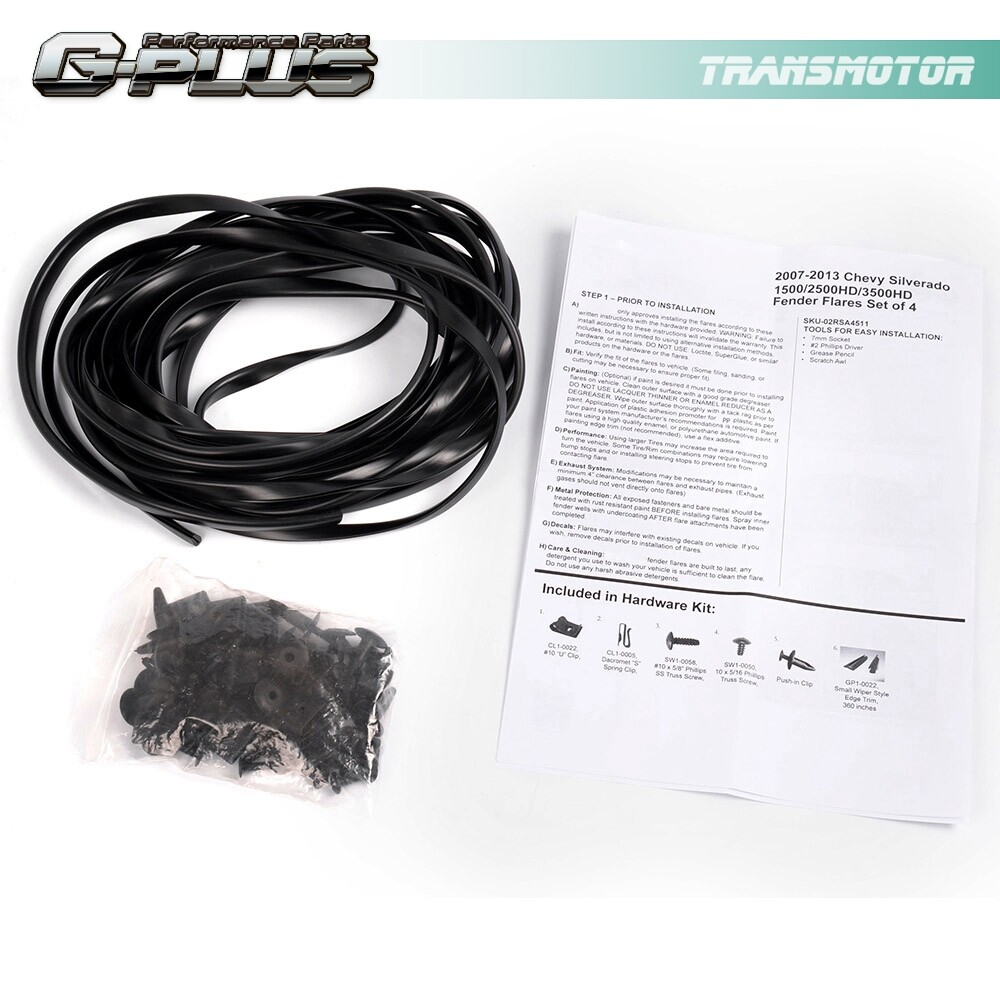 Fit For 07-13 Chevy Silverado 1500/2500HD/3500HD Factory Style Fender Flares