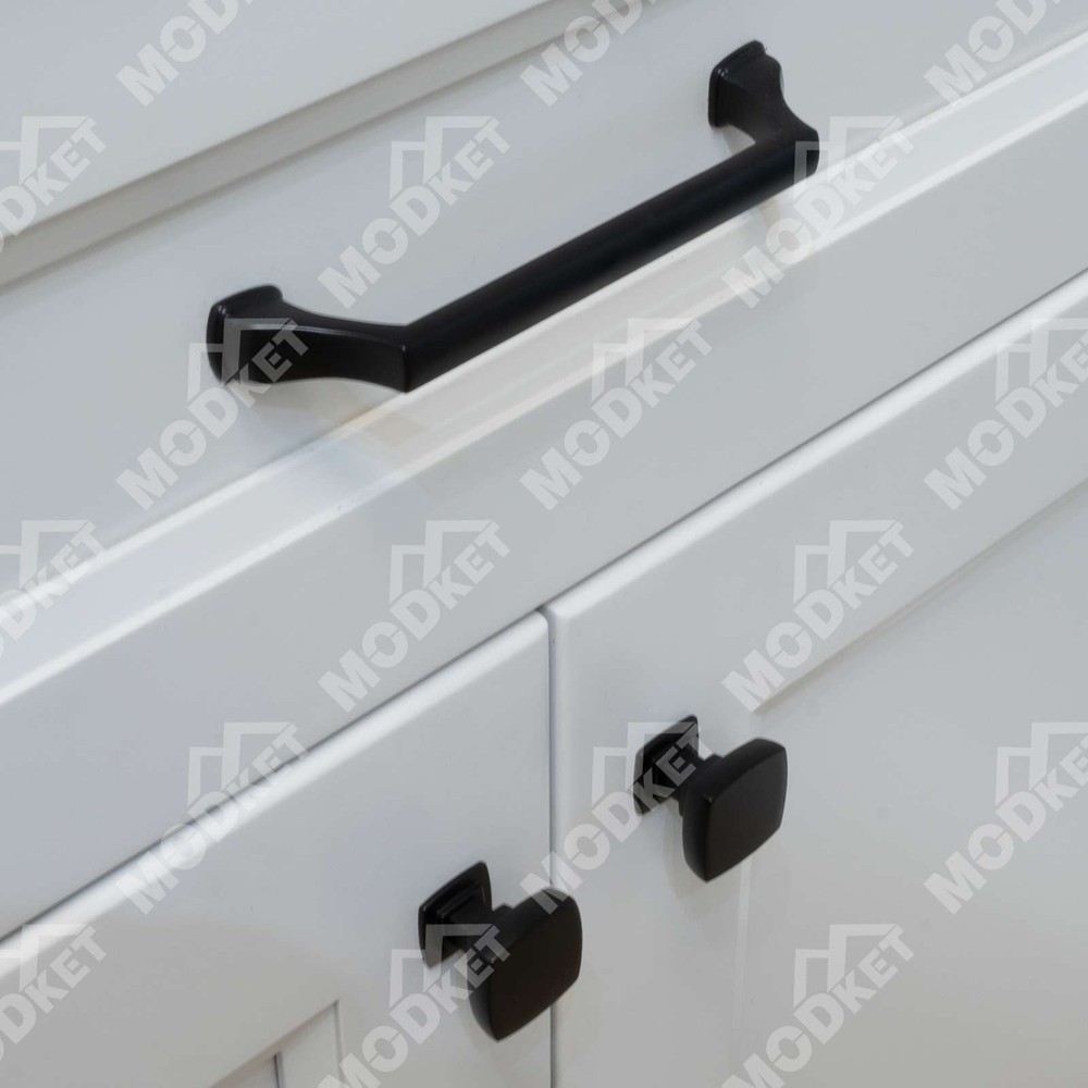 Solid Matte Black Modern Cabinet Pulls Knobs Handles Kitchen Bathroom Drawers