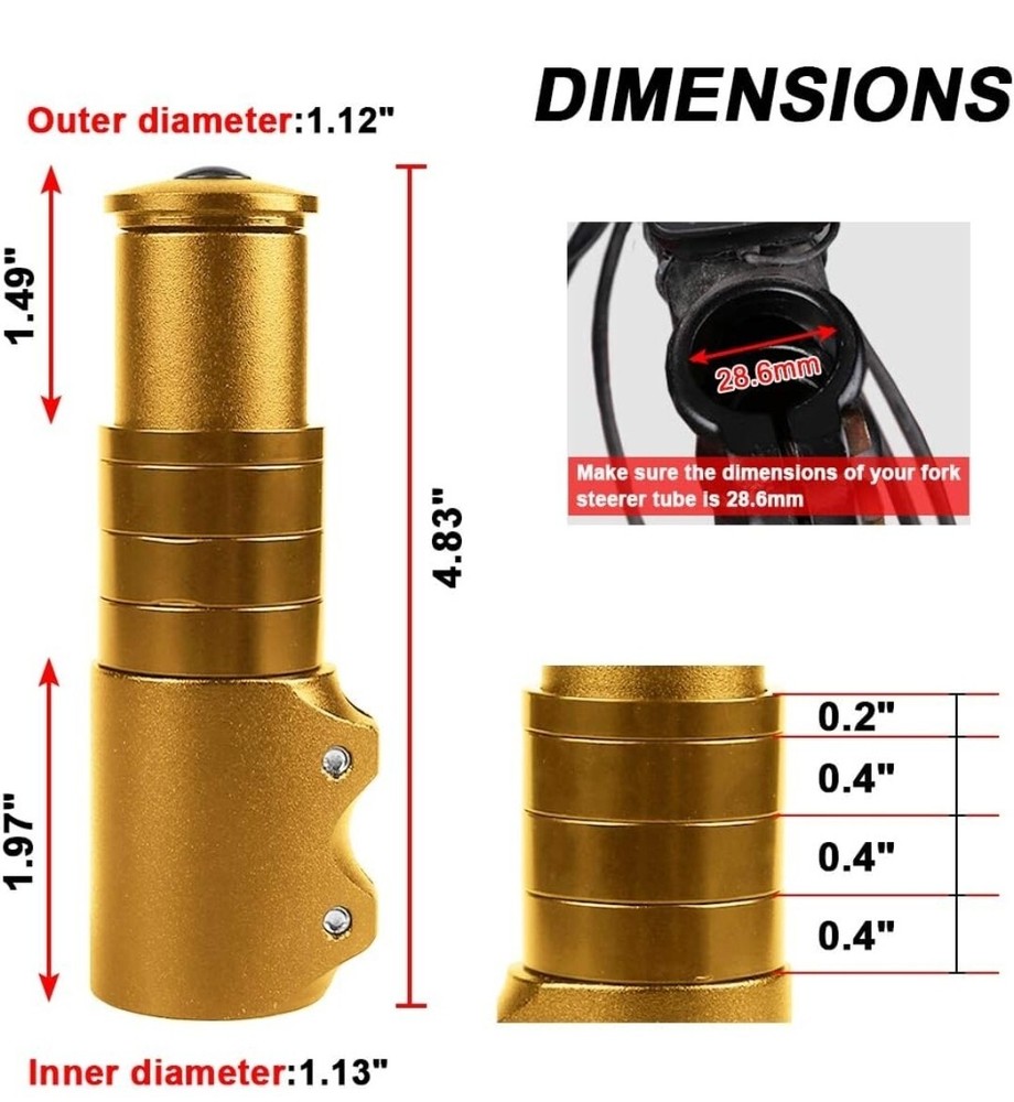 AMYIPO Bicycle Fork Stem Extender Handlebar Neck Gold