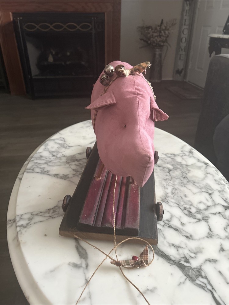antique Pig On Wheels Pull Toy