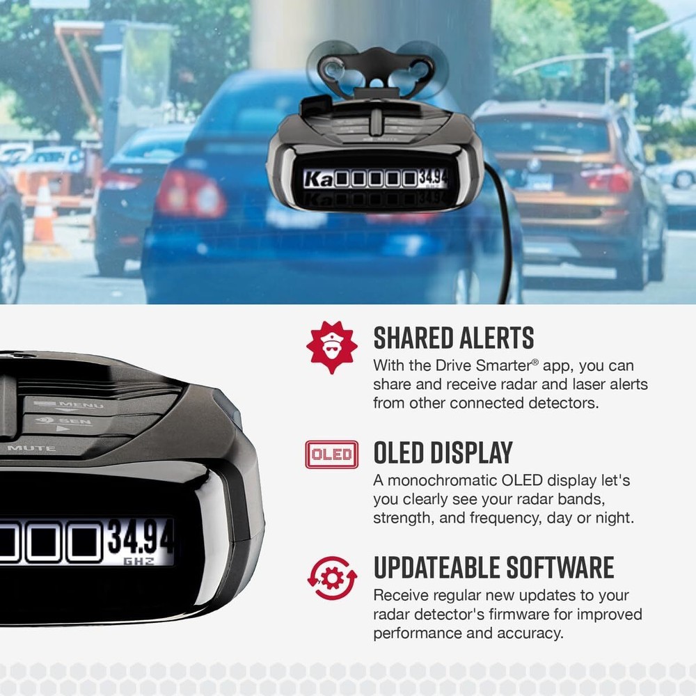 Cobra RAD 480i Laser Radar Detector – Long Range Detection, Bluetooth, Apple