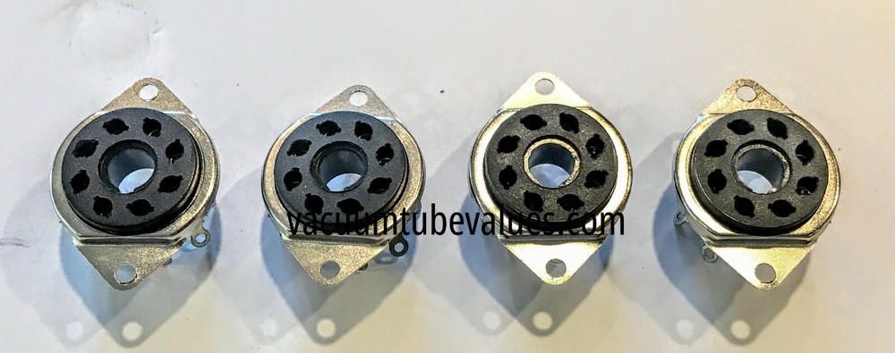 8 pin Octal Vacuum Tube Socket TOP or BOTTOM MOUNT 4 pc 1" Diameter socket