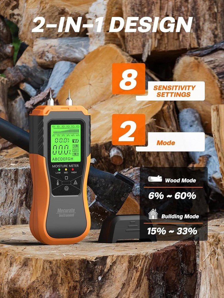 User-Friendly Digital Moisture Detector with Large Display & 3 Colored Alerts