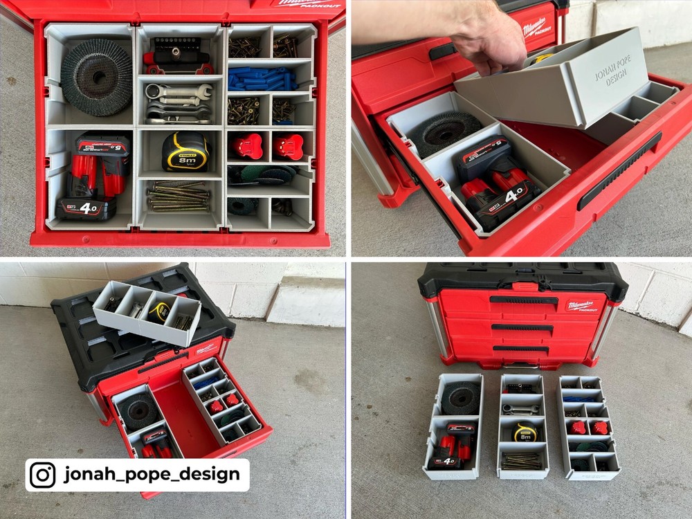 Milwaukee Packout Slimline Tub Storage Insert | Jonah Pope Design (Insert-only)