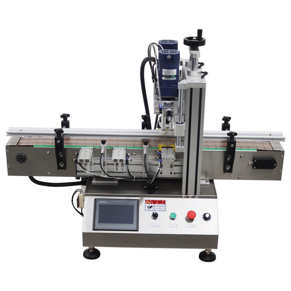 110V Automatic Desktop Chain Conveyor Table Capping Machine Φ2.63"-4" Bottle Cap