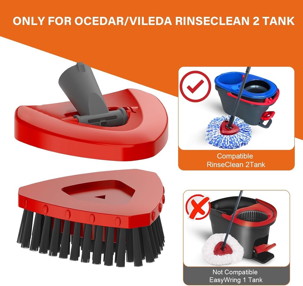 Small Spin Mop Replace Head Base + Scrub Brush for O Cedar 2-Tank RinseClean,...