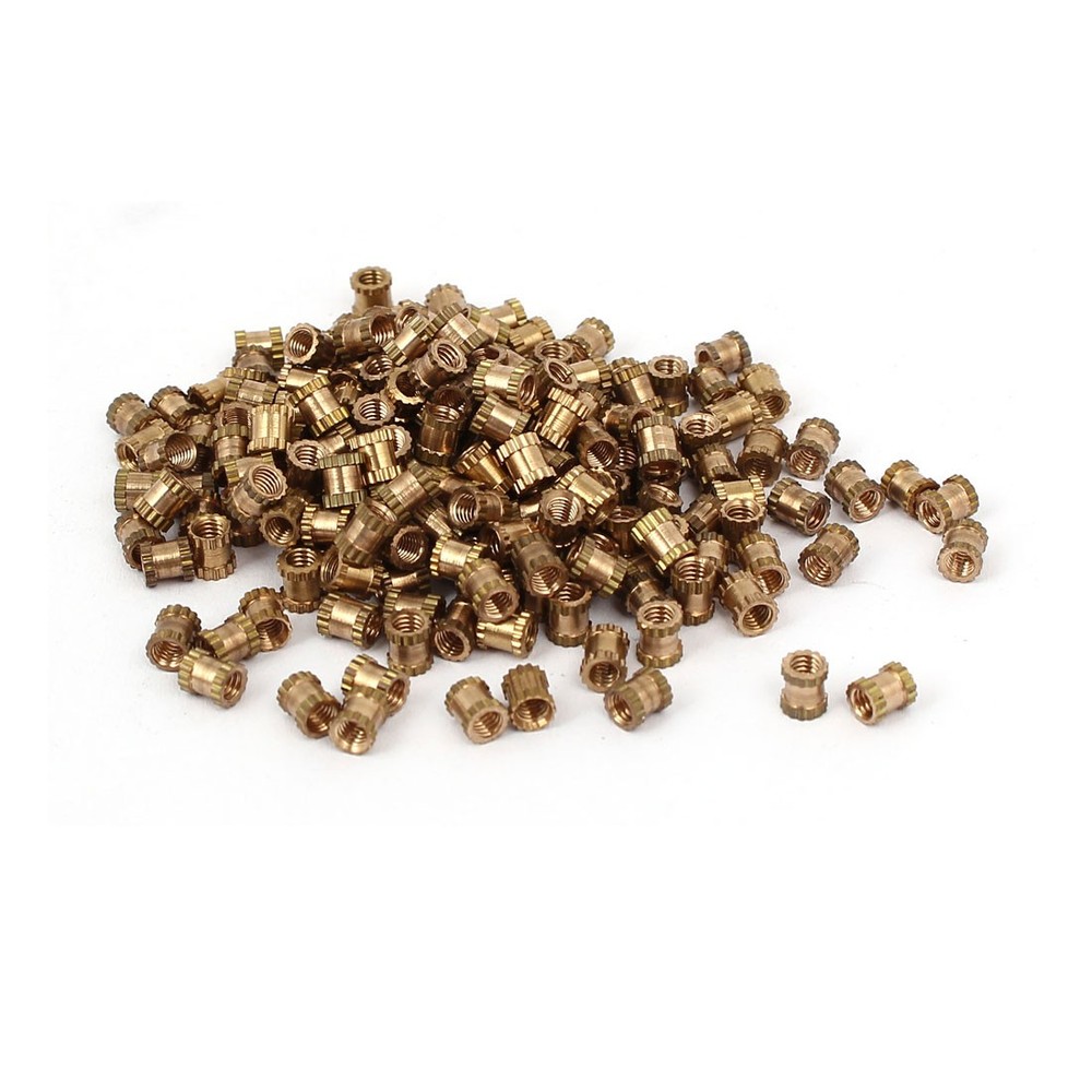 200Pcs Knurled Insert Nuts M2.5 x 0.45mm Female Thread Brass Threaded