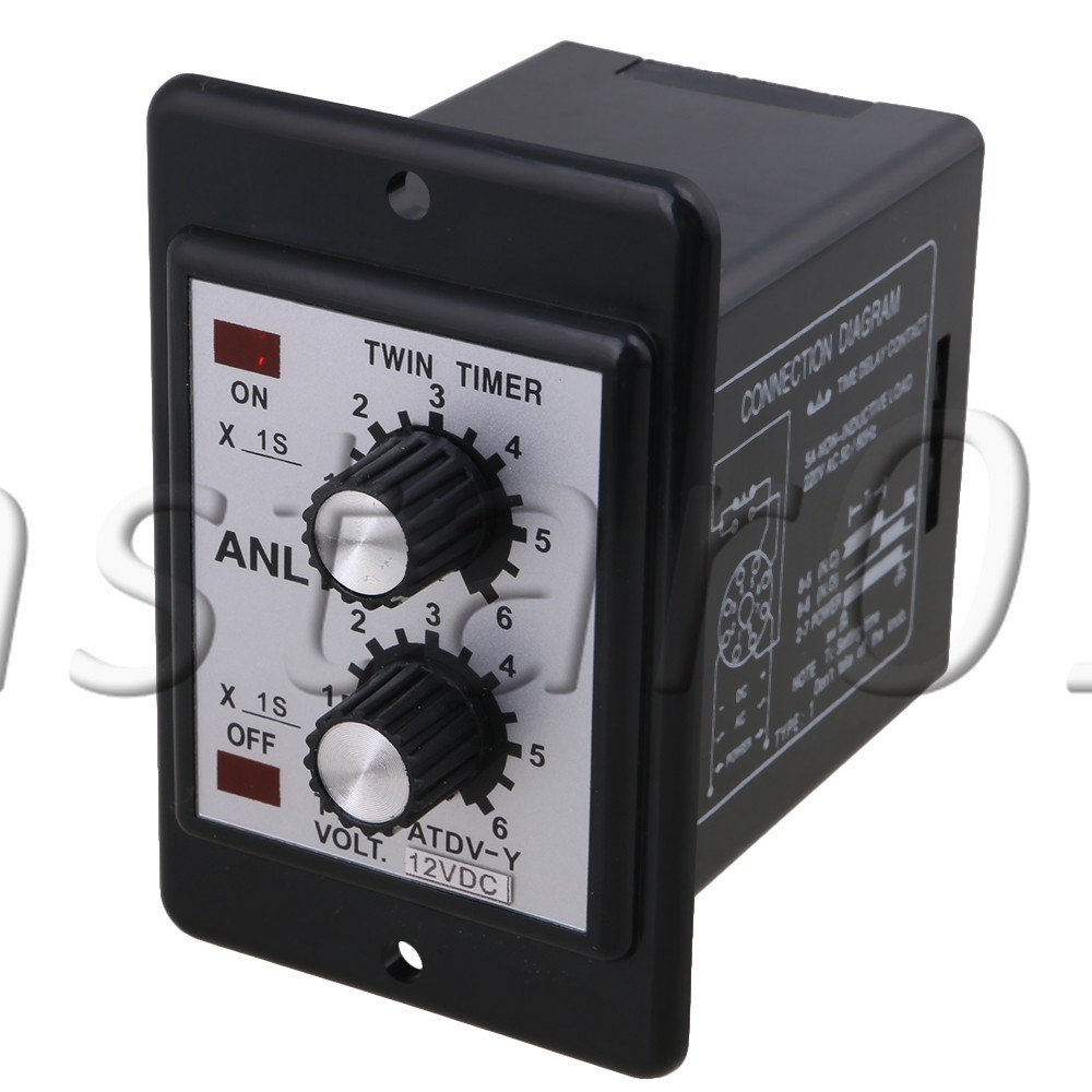 DC 12V Delay Timer ATDV-Y Repeat Cycle Time Relay Adjustable 0-6s 5A Contact
