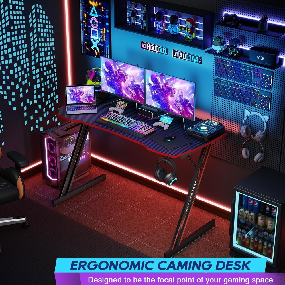 Gmaing Desk Z Shaped 47 inch PC Computer Desk Computer Workstation Ergonomic
