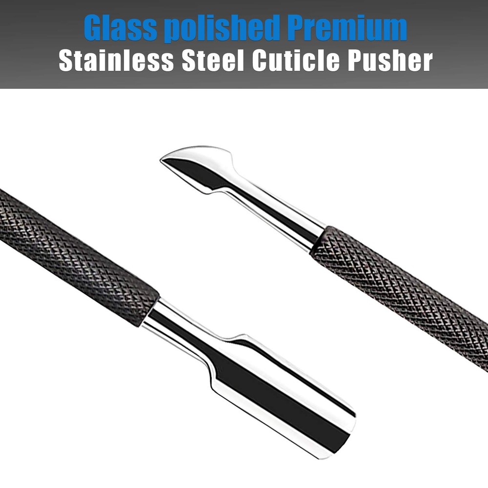 Cuticle Trimmer with Pusher - Half Jaw, Titanium Black