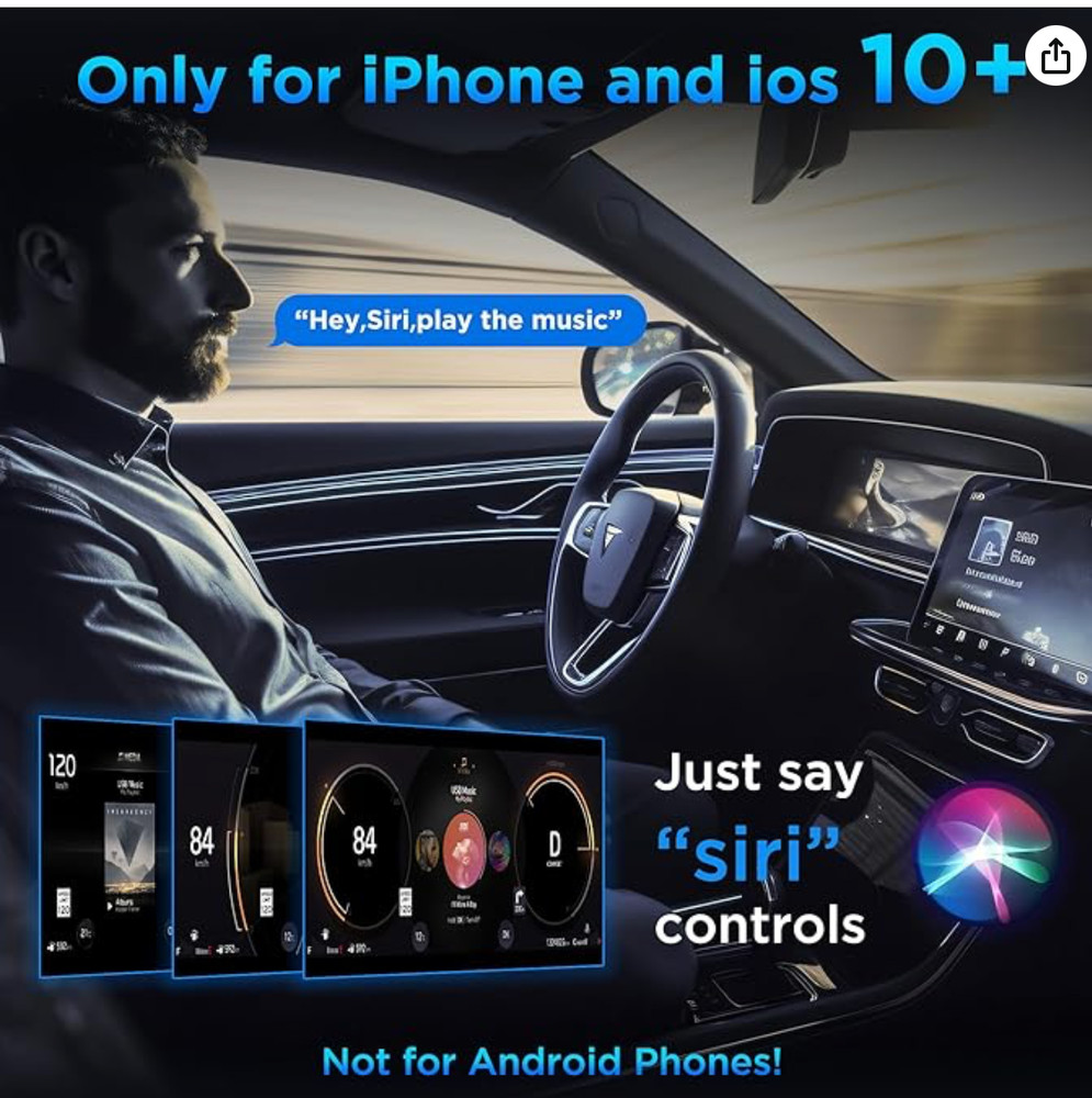 Wireless Carplay Adapter Converts Wired to Wireless for iPhone IOS 10+