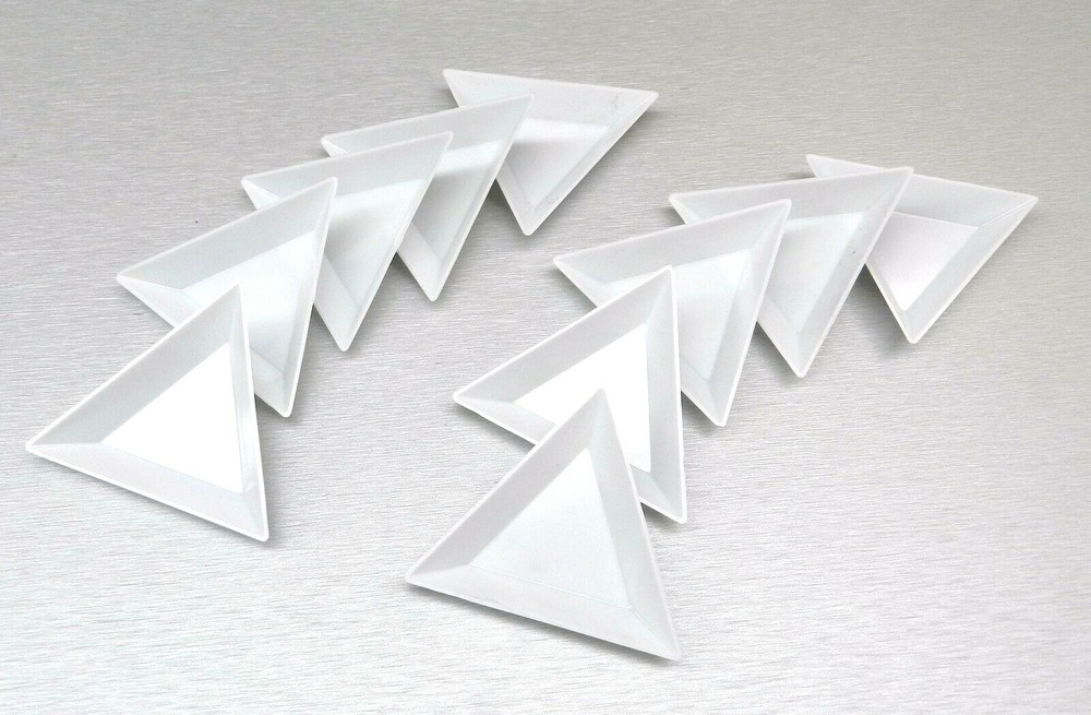 Sorting Trays Plastic Triangular White 10 Pcs Beads Colored Stones Crafts Hobby