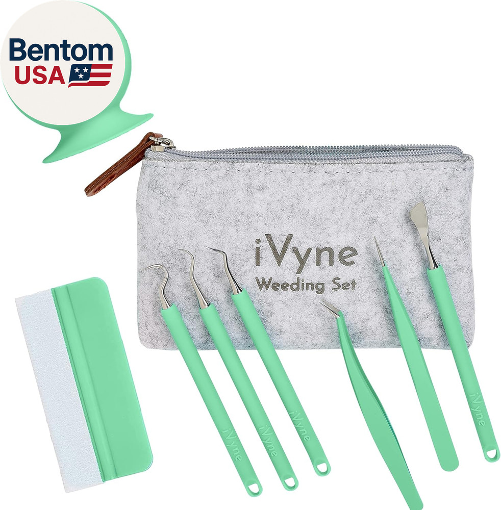 (8Pcs) Premium Vinyl Weeding Tool Kit & Weeding Scrap Collector Soft Grip Tools