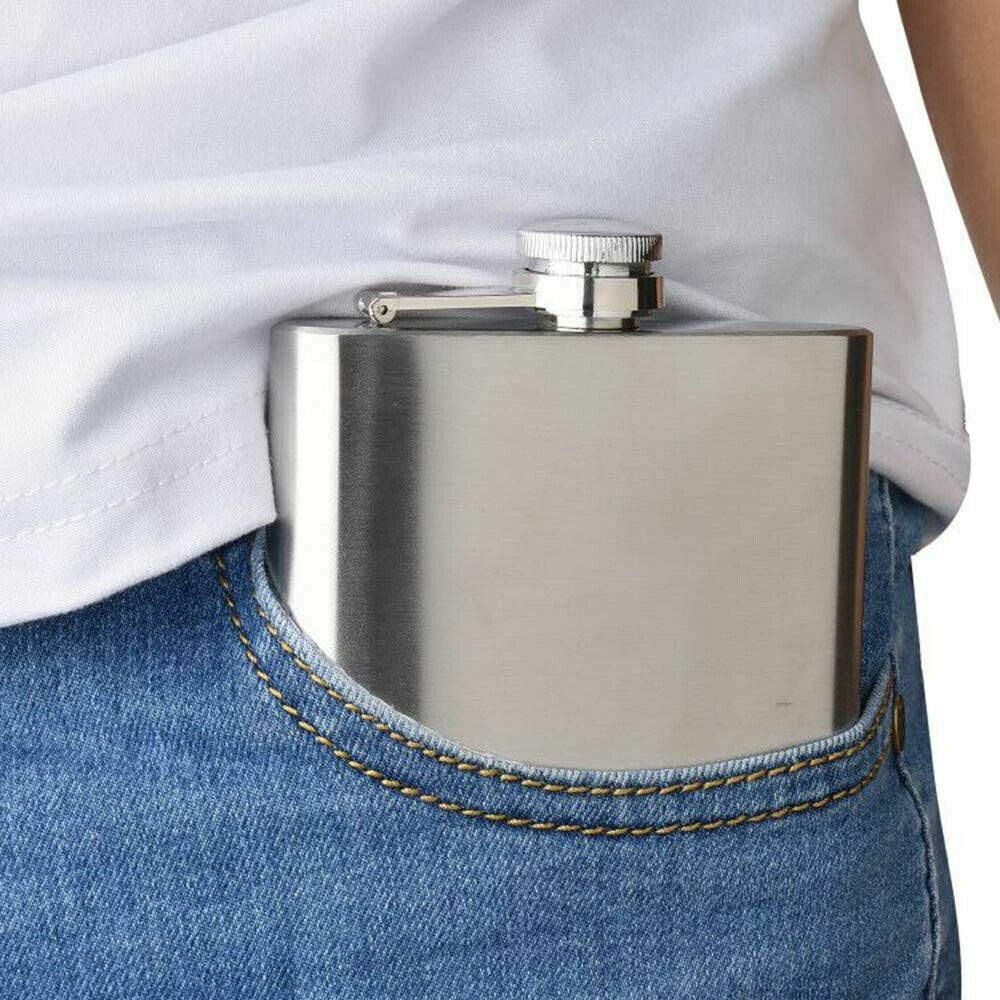 Mens Liquor Pocket Hip Flask Stainless Steel Whiskey Screw Cap Camping Flagon