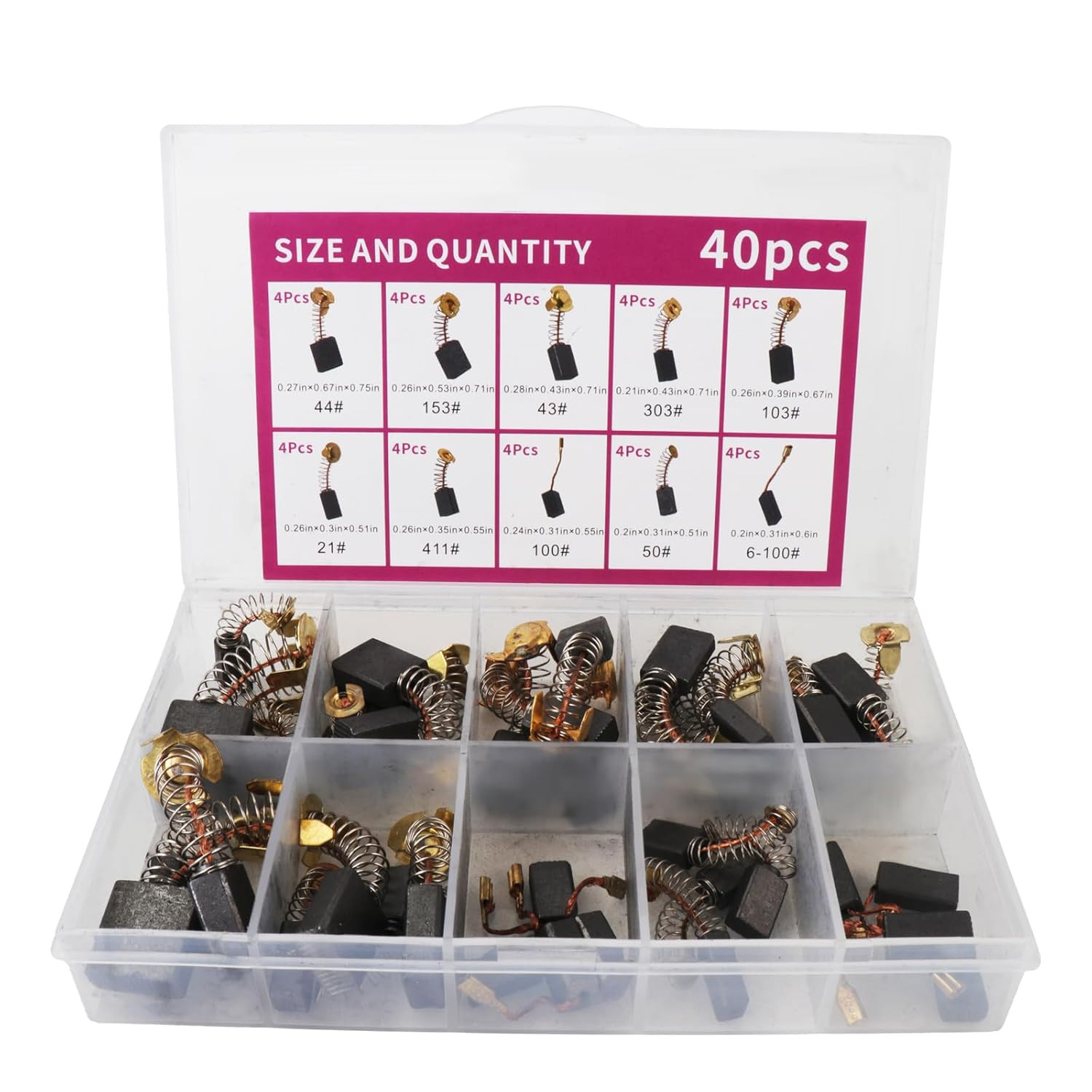 Electric Motor Carbon Brushes 40Pcs 10 Different Models of Carbon Brushes Suitab
