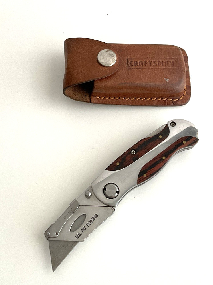Craftsman Folding Utility Knife Lockback Box Cutter w/ Leather Sheath
