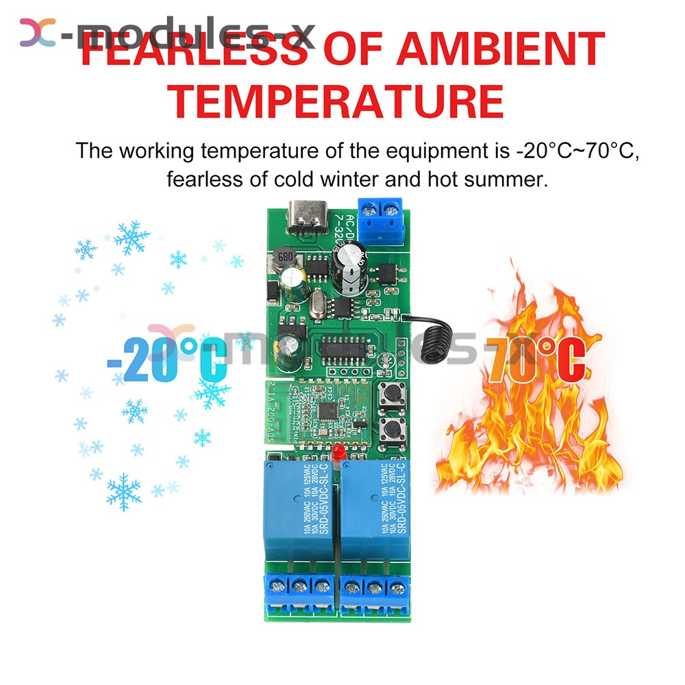 7V-32V AC/DC eWeLink APP Bluetooth 2CH WIFI Relay Switch Module Type-C RF 433