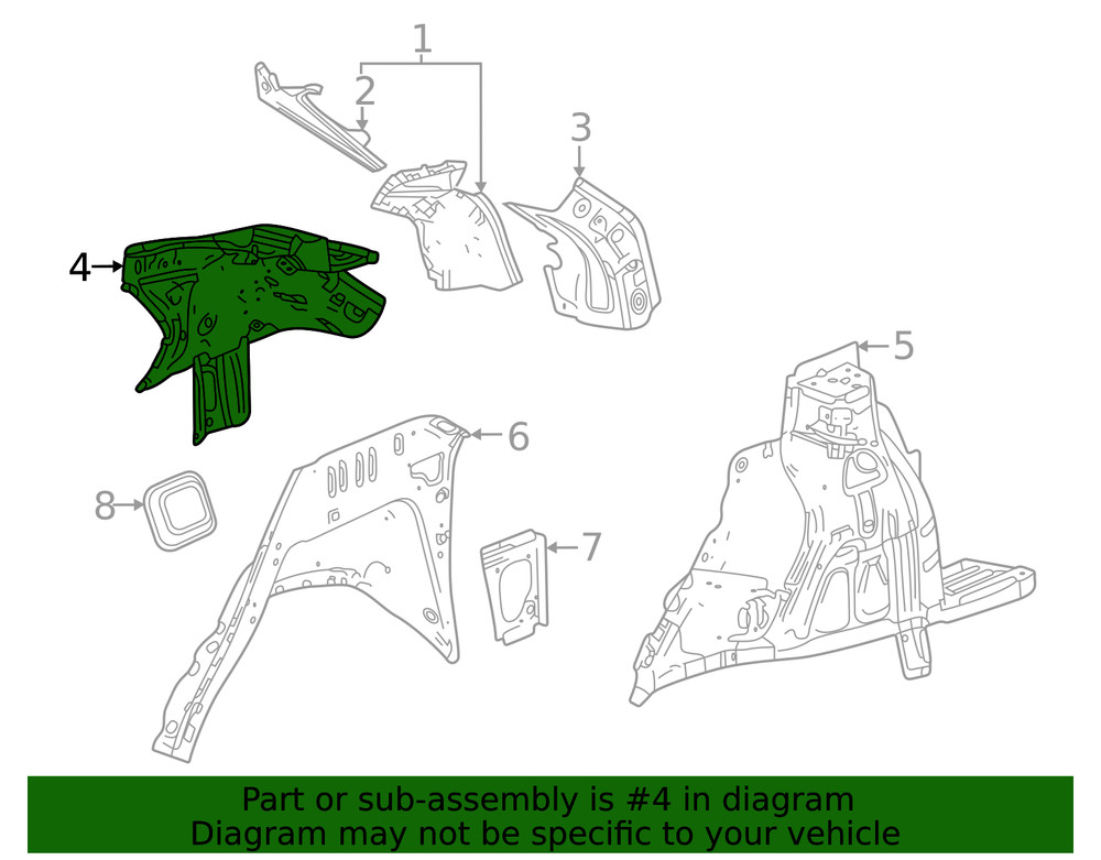 Genuine GM Driver Side Quarter Inner Panel 60003512