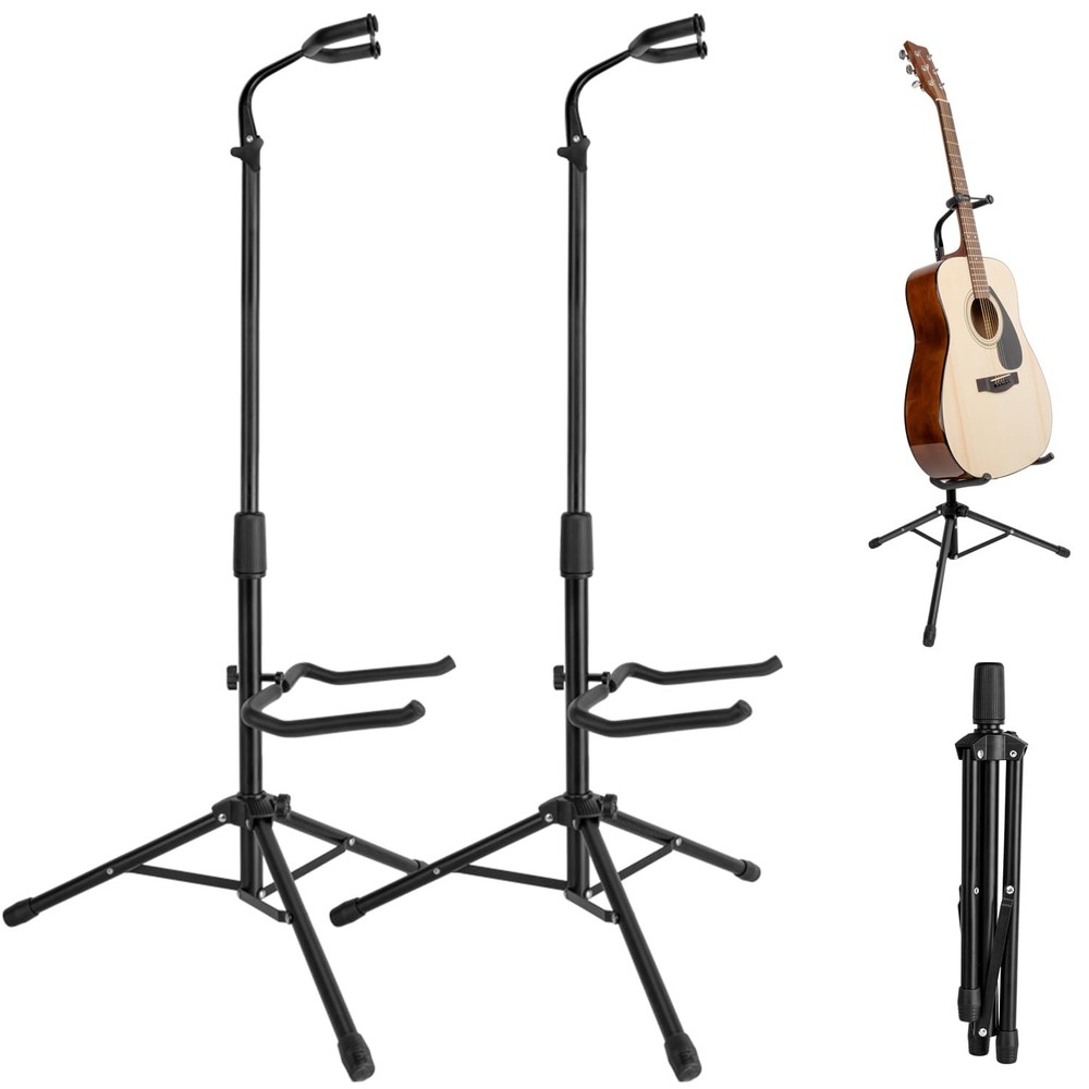 Guitar Stand, 2 Pack Height Adjustable Foldable Guitar Stand with Secure Supp...