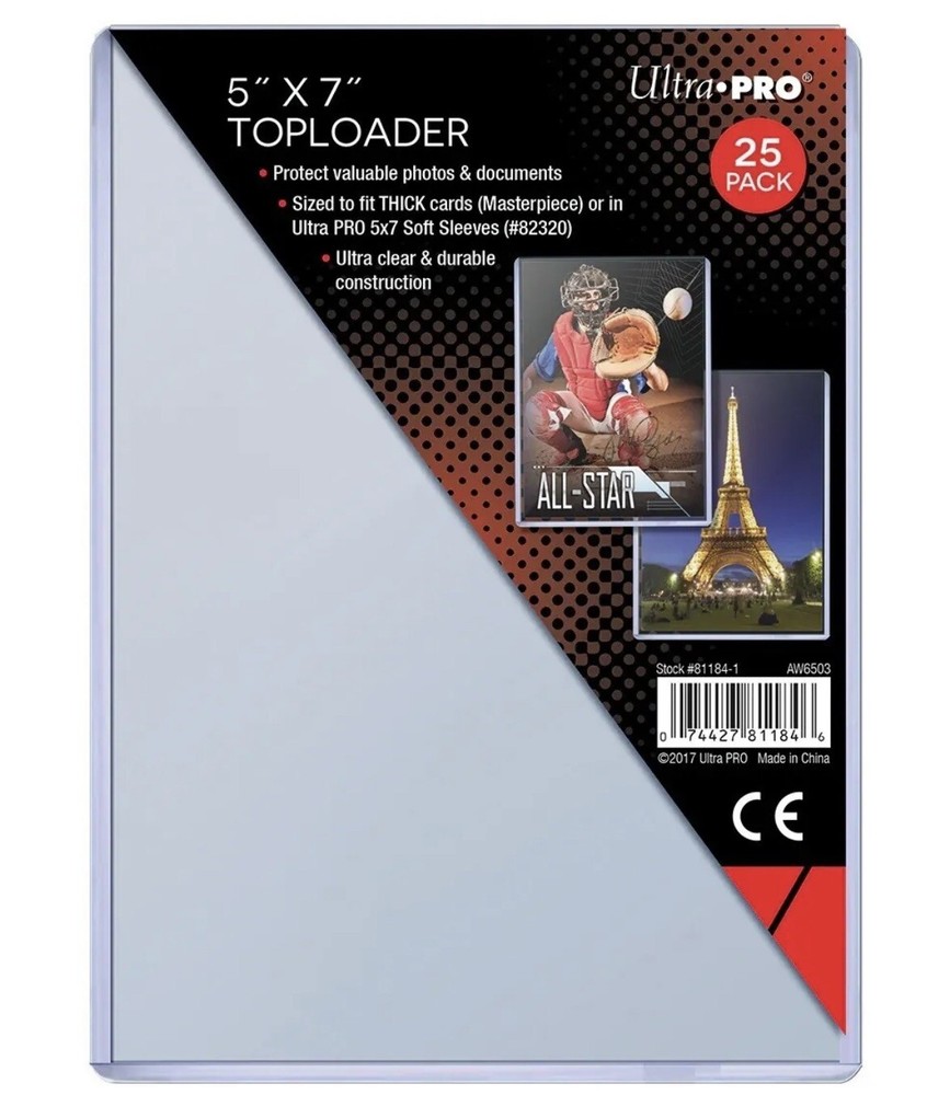 Pack of 25-Ultra PRO 81184-Factory Sealed Clear Rigid Standard 5 X 7 Top Loaders