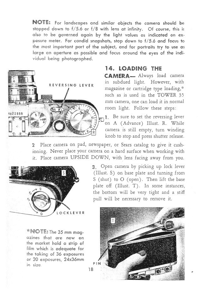 Tower Type III 35mm Camera Instruction Manual Reprint