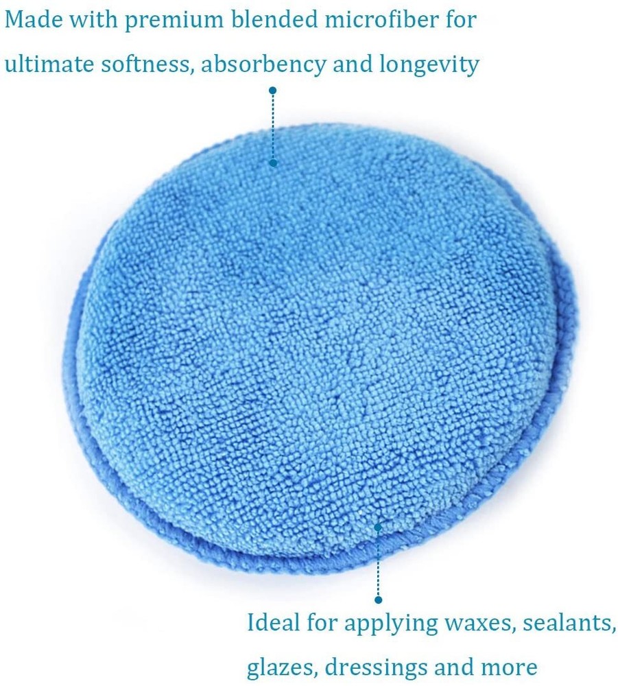 10PCS Microfiber Wax Applicator 5" Diameter Soft Microfiber Wax Applicator Pads