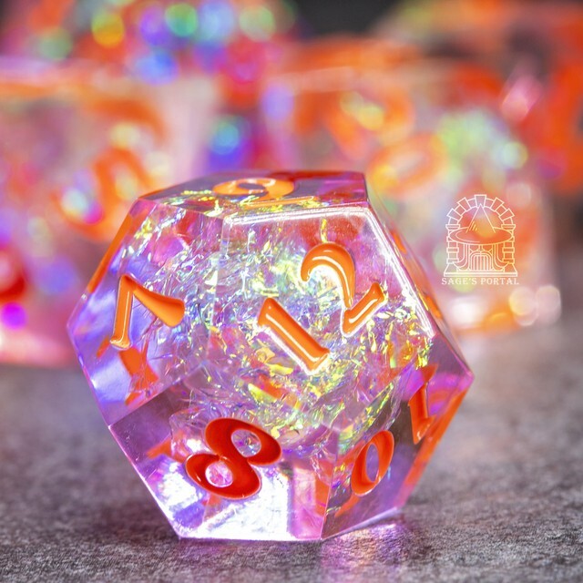 Sage's Crystals - Summer Sharp Edge Resin Polyhedral Dice Set DnD RPG