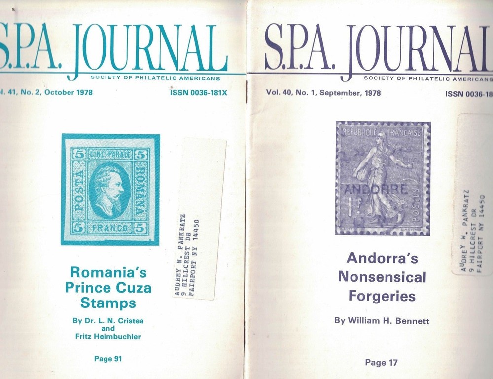 SPA Journal 1978 Full Year Stamps Confederate McKinley Error