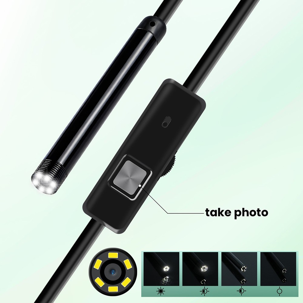 HD Inspection Android Endoscope Camera with 6 LED USB-C Flexible Snake Camera 2M