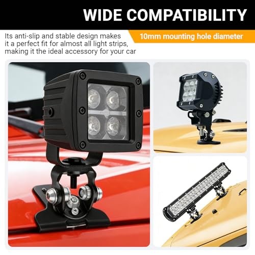 2PCS Led Hood Mounts, Adjustable Hood Led Work Light Mount Bracket, Stainless