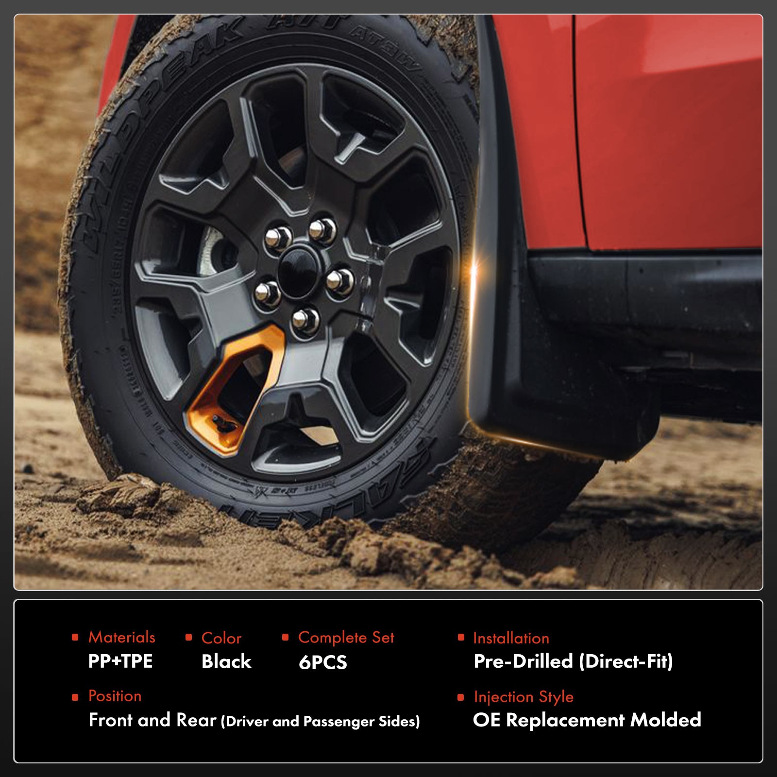 6x Front & Rear Mud Flap Delete for GMC Sierra 2500 HD Sierra 3500 HD 2020-2025