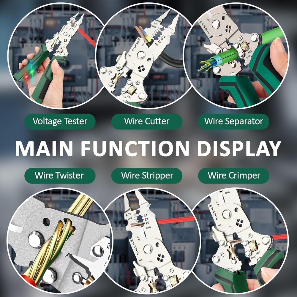 18 IN 1 Foldable Wire Stripper Tester​​ Multi-Function Plier with Voltage Tester