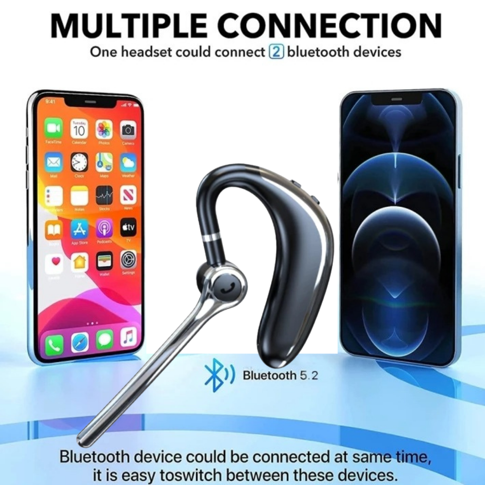 Wireless Bluetooth 5.2 Earpiece Headset Driving Trucker Earbuds Noise Cancelling