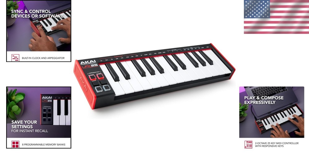 Compact USB MIDI Keyboard Controller with 25 Synth Keys for Music Creation