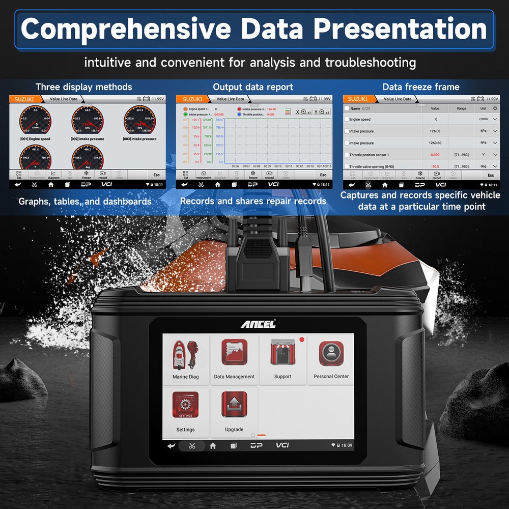 ANCEL MR500 For Suzuki Marine Diagnostic Tool Scanner Code Read Clear Data Flow