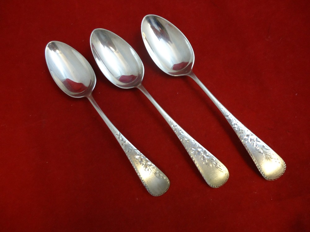 3 Sterling Silver Brite Cut Spoons (#2186