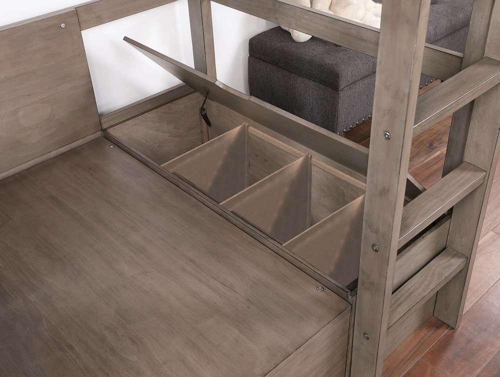Modern Transitional Twin Over Workstation Loft Bed With Storage Box Attached L
