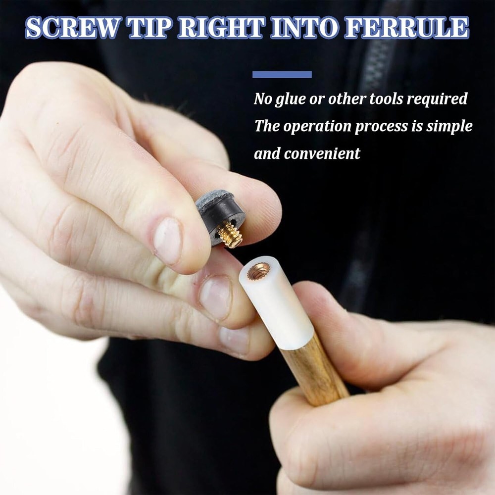 10 Sets Screw on Pool Cue Tips Replacement Billiard Cue Tips with White Pool...