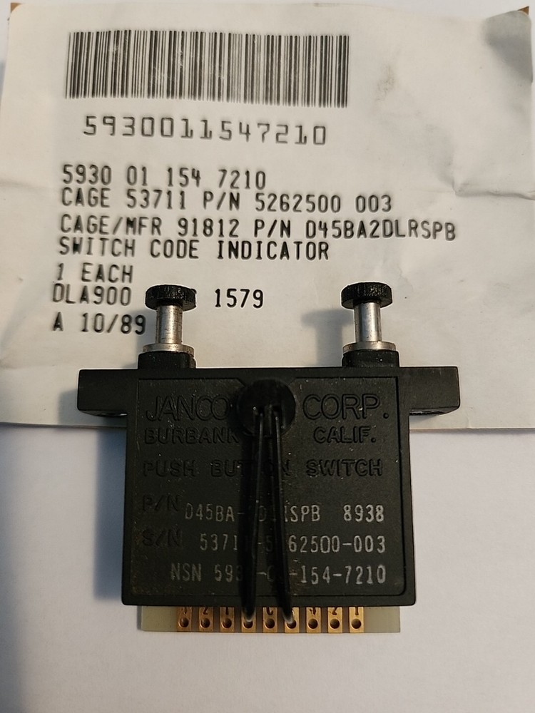 Janco Code Indicating Wheel Switch D45BA2DLRSPB, NSN 5930-01-154-7210, NOS.