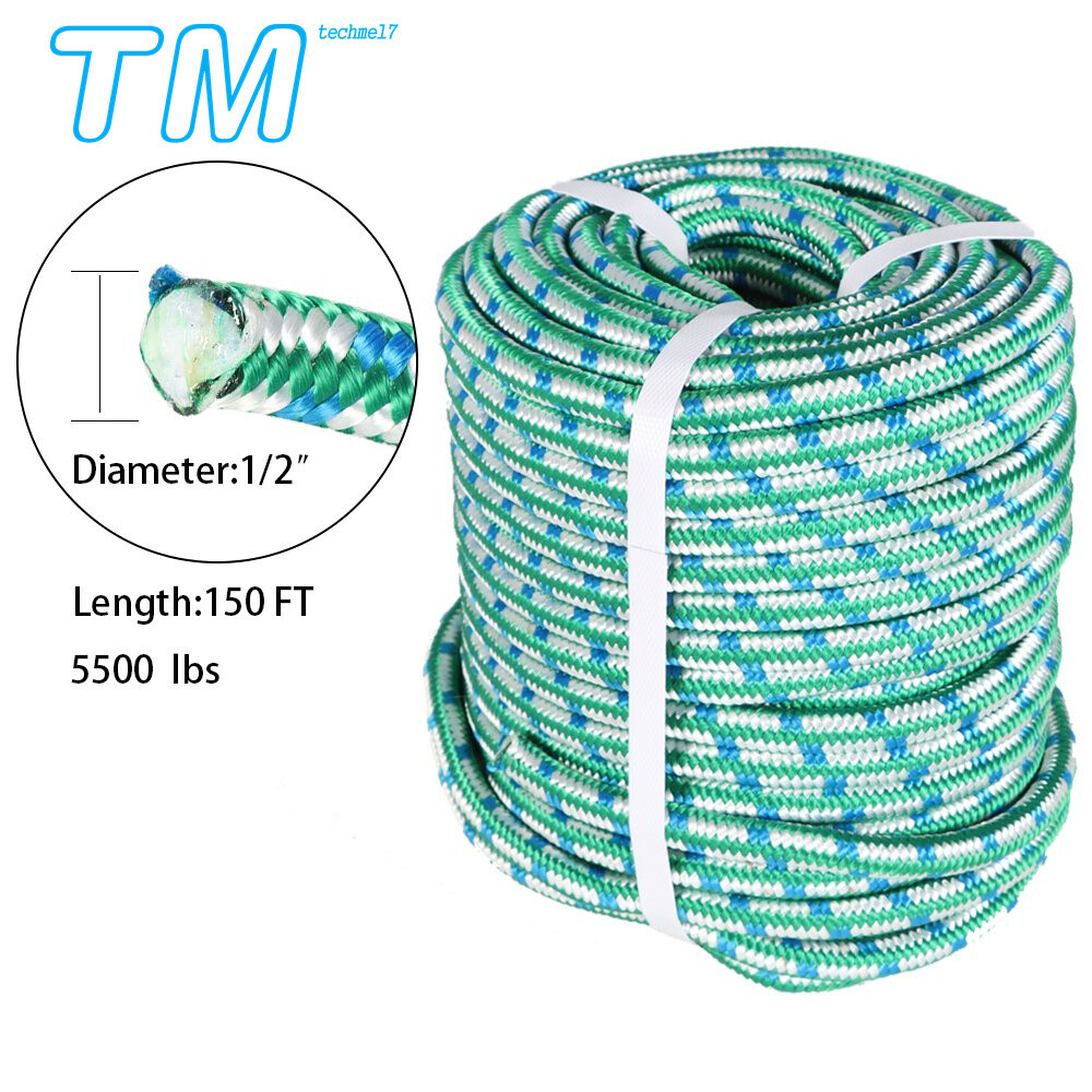 1/2" x 150' Arborist Tree  Rope 16 Strand Braided Nylon Core Polyester